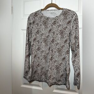 Lands End Animal Print Leopard Long Sleeve Rash guard Top Size Medium 10-12
